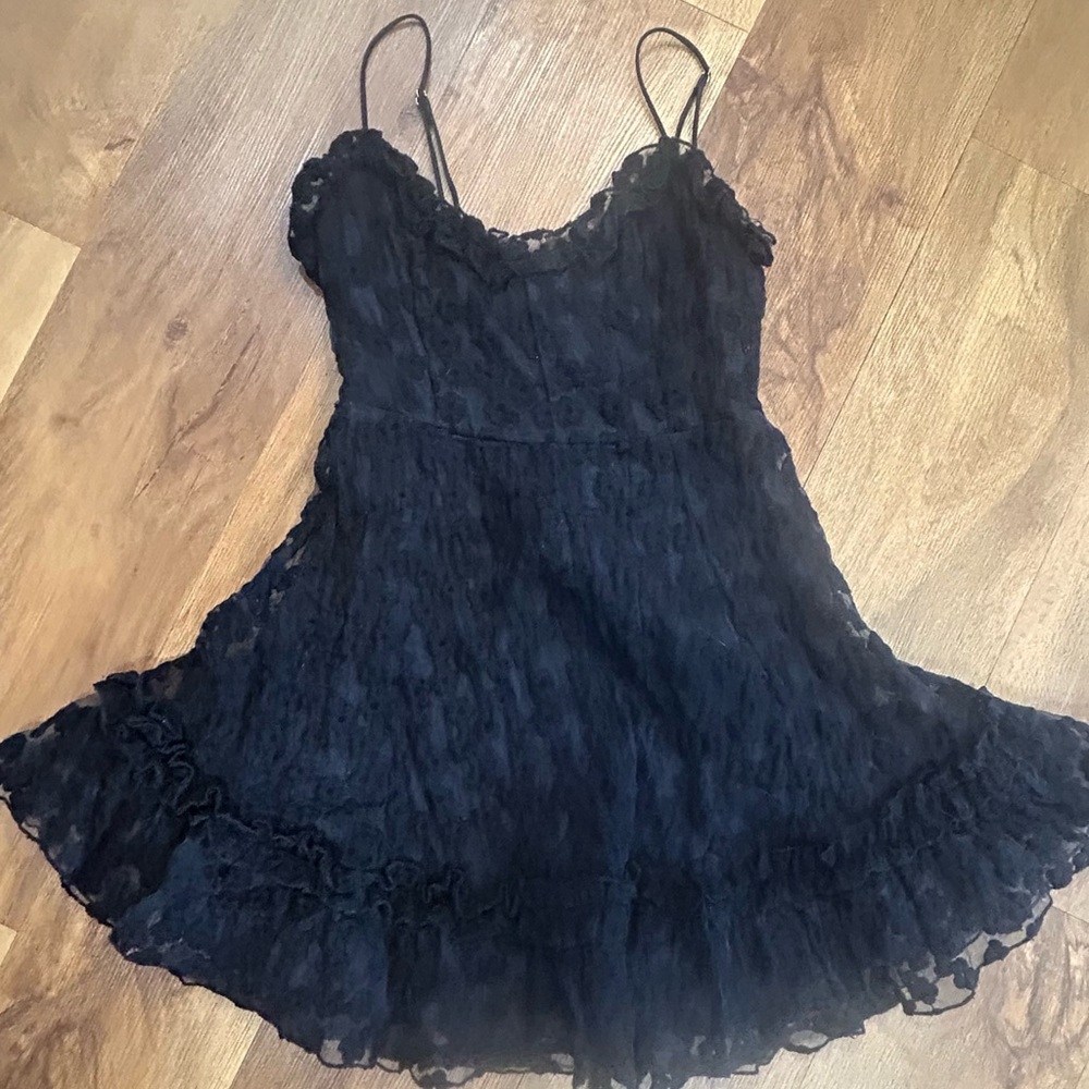 Hello Molly Black Satin Dress